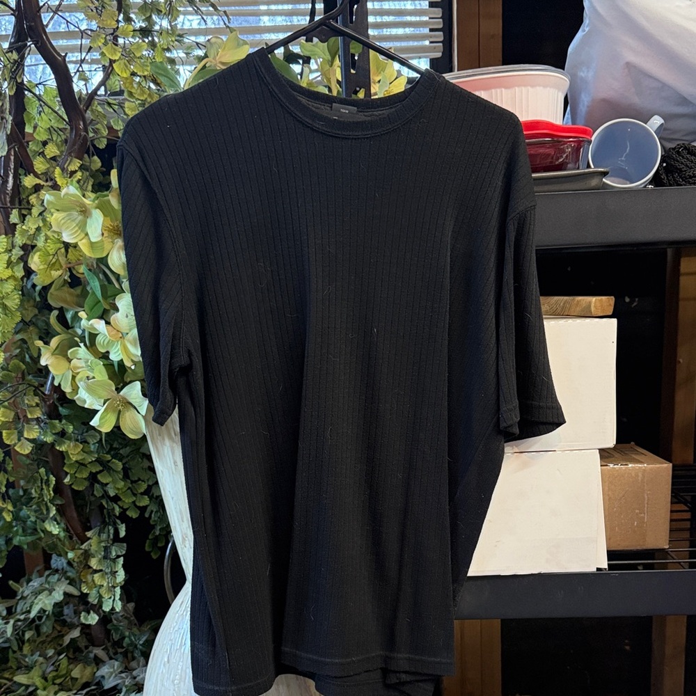 JF J.Ferrar Black Ribbed Men's Polo Shirt